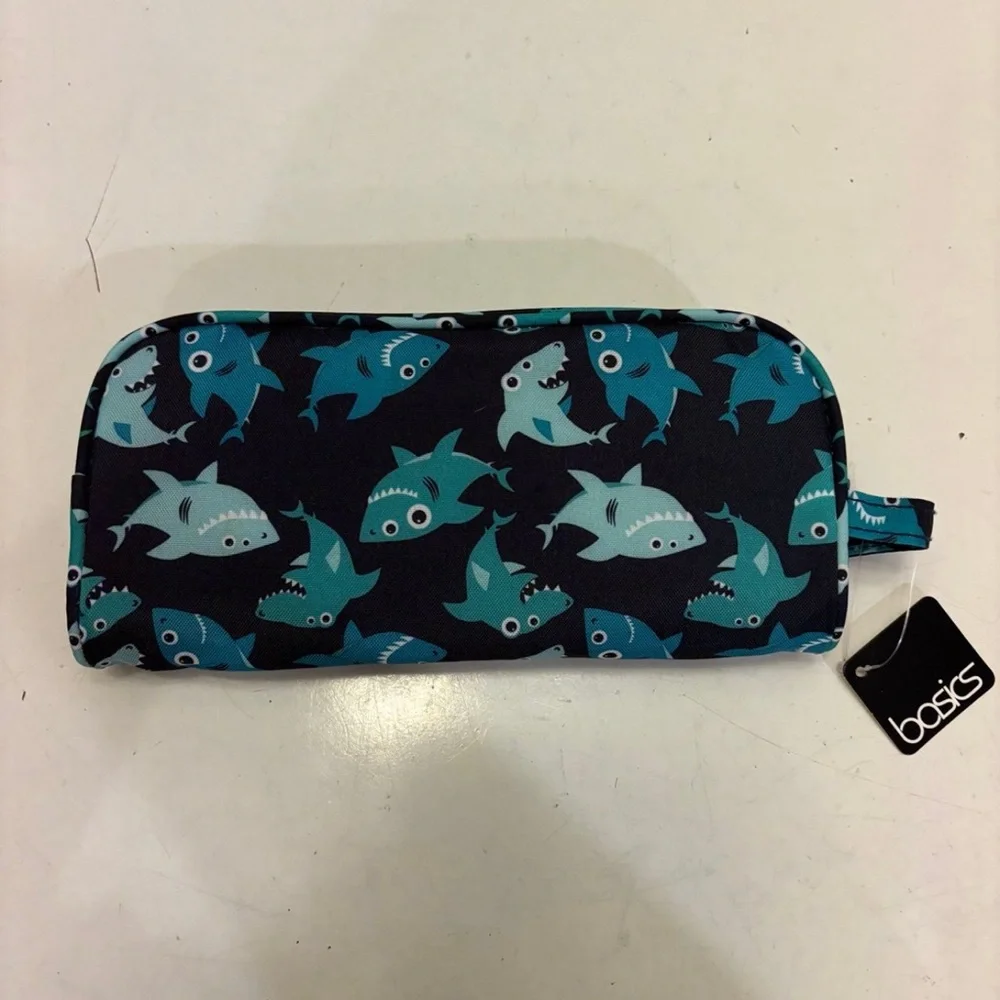 NWT Basics blue shark pencil case